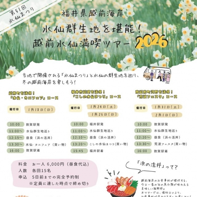 第51回越前海岸水仙まつり『越前水仙満喫ツアー2026』